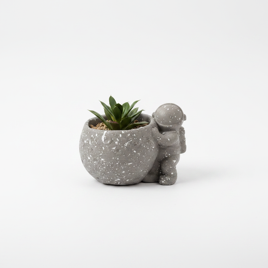 Vazo Lulesh Dekorative me Figurine Astronauti - Gri Speckled