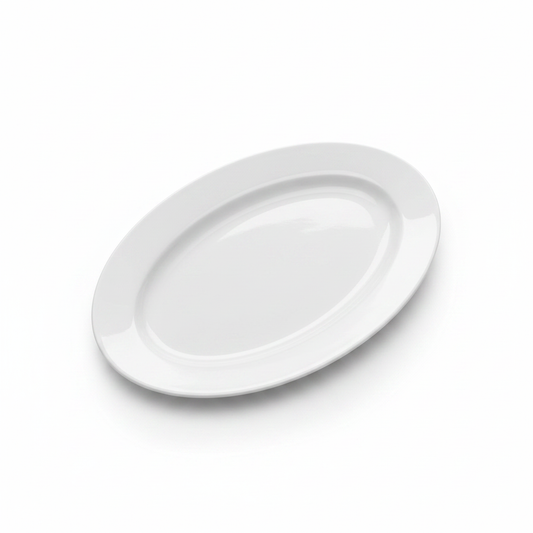 Pjatë Porcelani Ovale e Bardhë