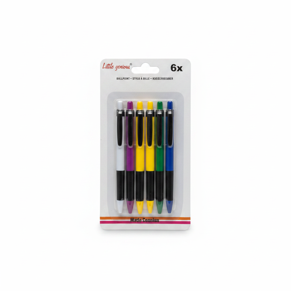 Ballpoint Pen 6copë me Ngjyra - Little Genious