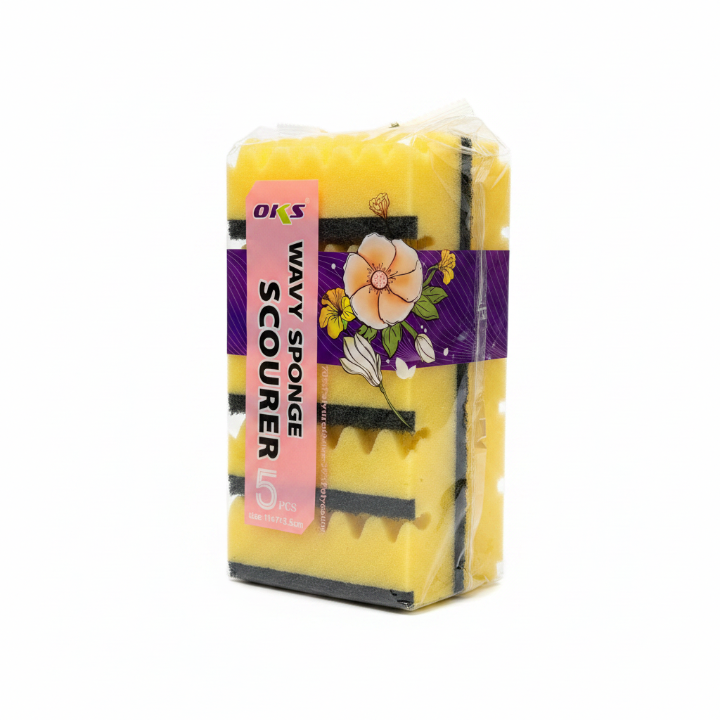 OKS Wavy Sponge Scourer 5 copë