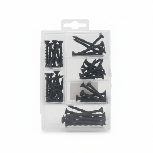 Set Vidash të Zeza Assorted - Kuti Plastike 5 Ndarje Vidha Fosfatuara
