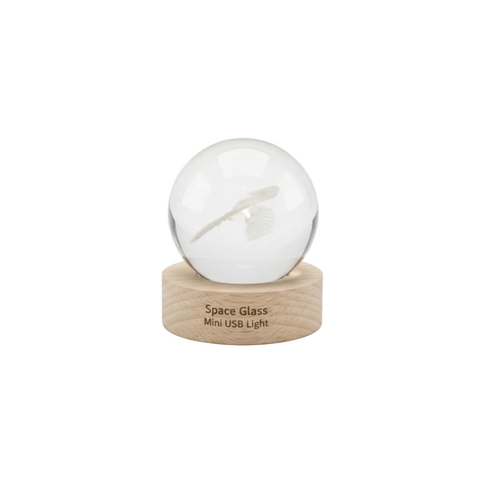 Sferë Kristali me Bazë Druri - Space Glass Mini USB Light