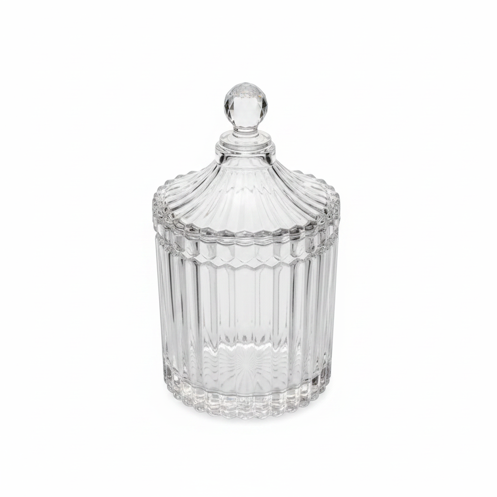 Tablla Sheqeri Qelqi Cilindrike me Vija dhe Kapak Kristal