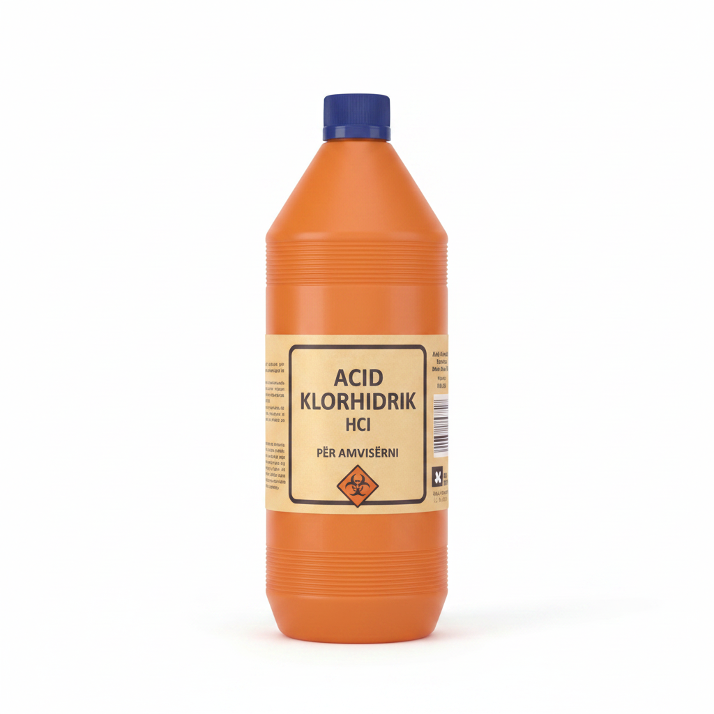 Acid Klorhidrik HCl 1L për Amvisërni - Konc. Max. 15% Pastrim Tualet Pllaka Siperfaqesh