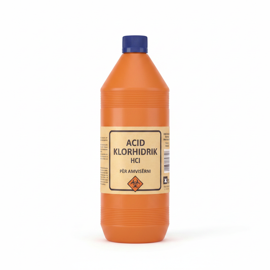 Acid Klorhidrik HCl 1L për Amvisërni - Konc. Max. 15% Pastrim Tualet Pllaka Siperfaqesh