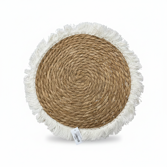 Pjate Dekorative e Thurur nga Kashta me Fringe te Bardhe