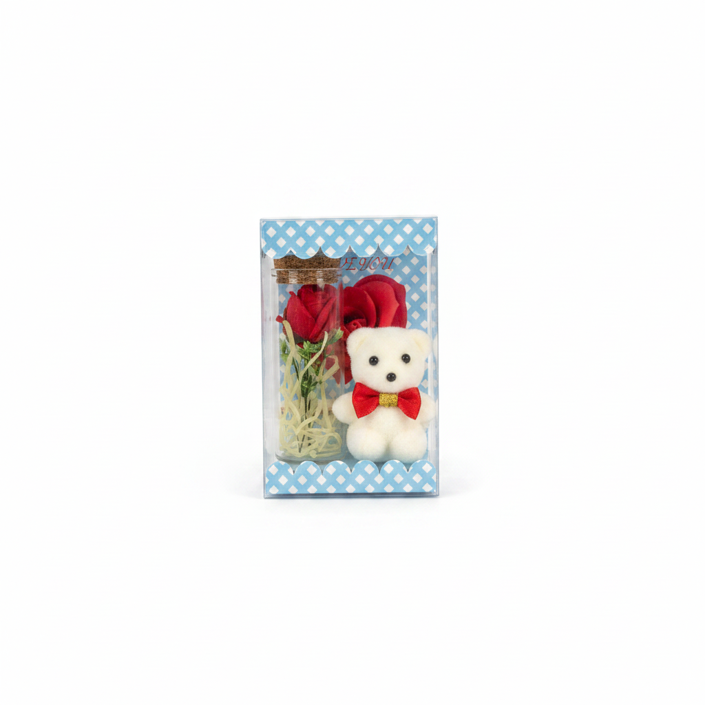 Bear & Rose Gift Set in Blue Box