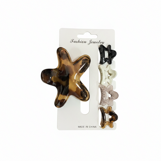 Set Kapëse Flokësh Yll Amber + 4 Mini Flutura
