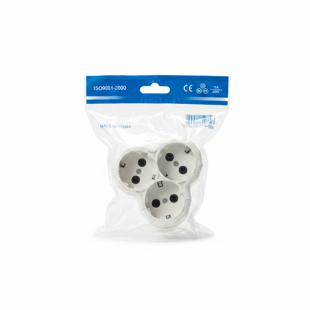 Prizë Trefishe 3-Way Socket Adapter - 16A 250V