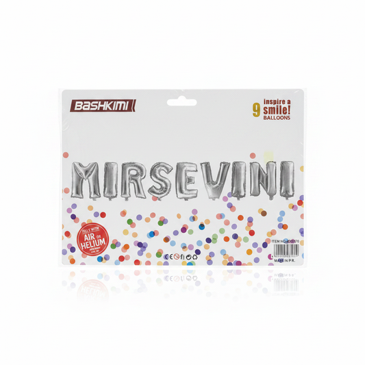 Balona Shkronja Mirsevini Argjend 9 cope