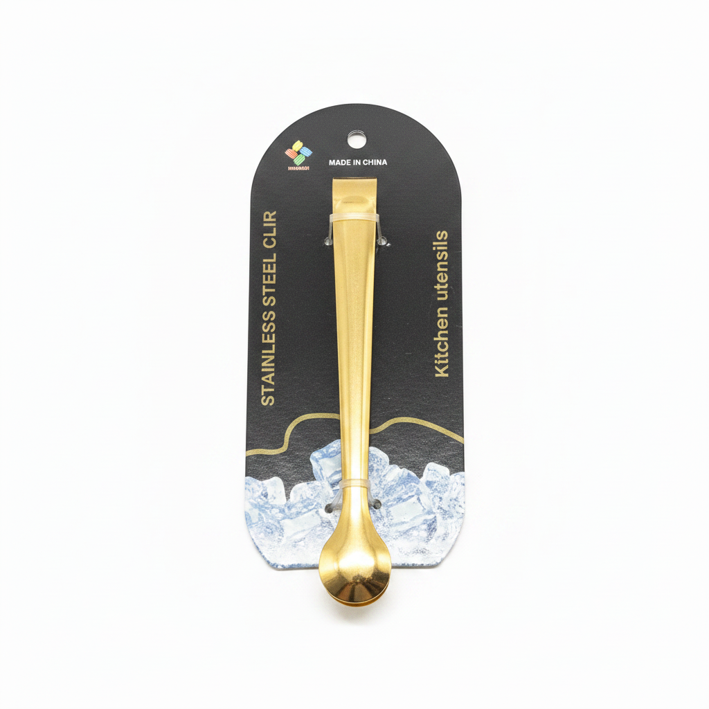 Kapëse Akulli Çelik Inox e Artë — Ice Tong