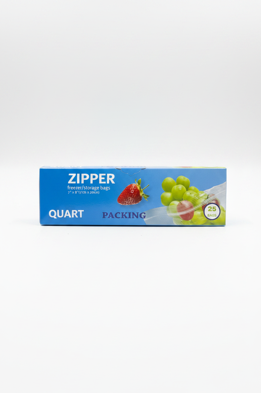 Qese Zipper Ruajtje Ushqimi Freezer Quart 25 copë 17x20cm