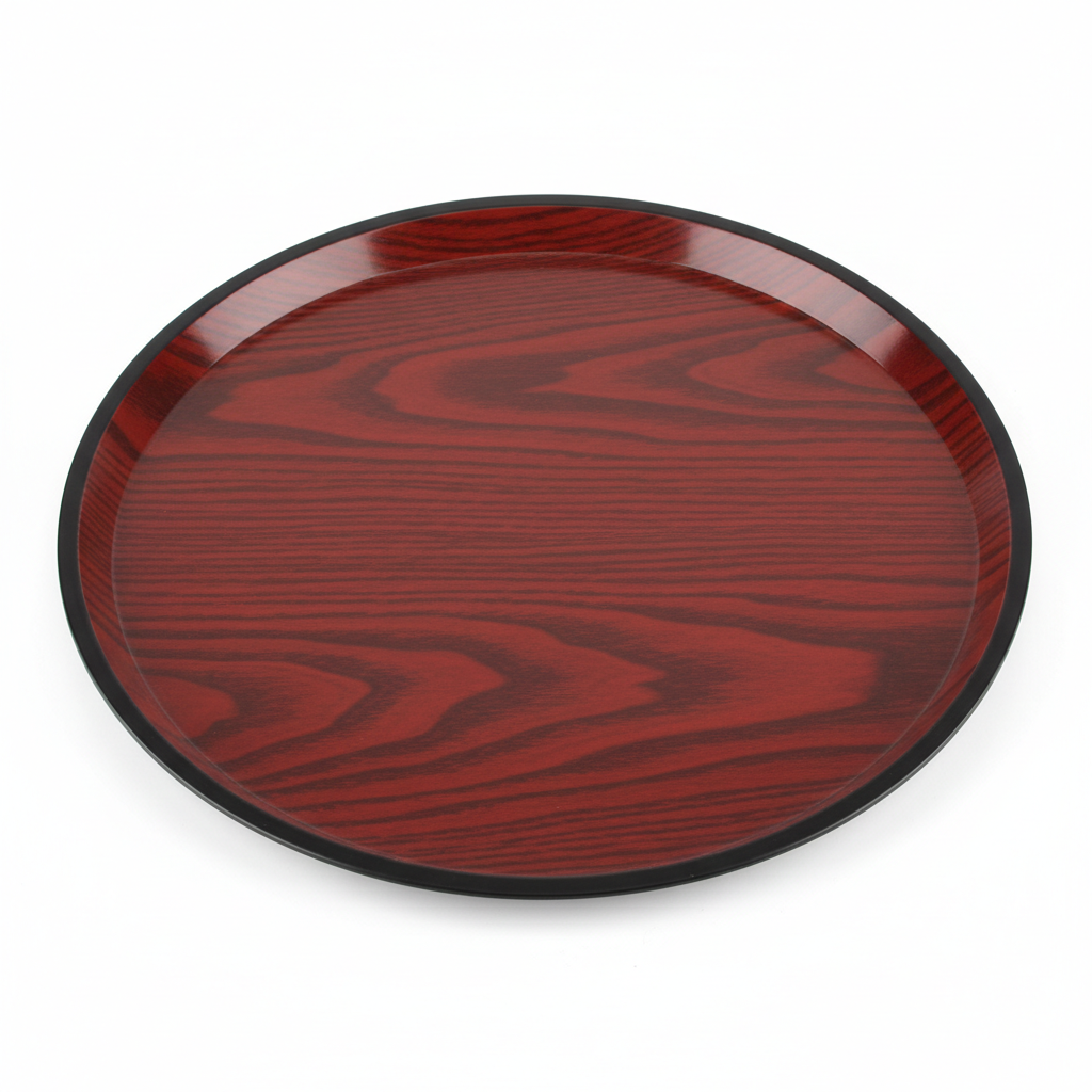 Plastic Round Tray Red/Black 31.5cm