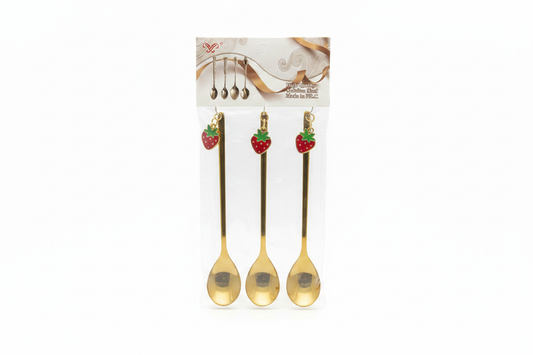 Set Lugë Çelik Inox me Varëse Luleshtrydhe 3 copë - Ar
