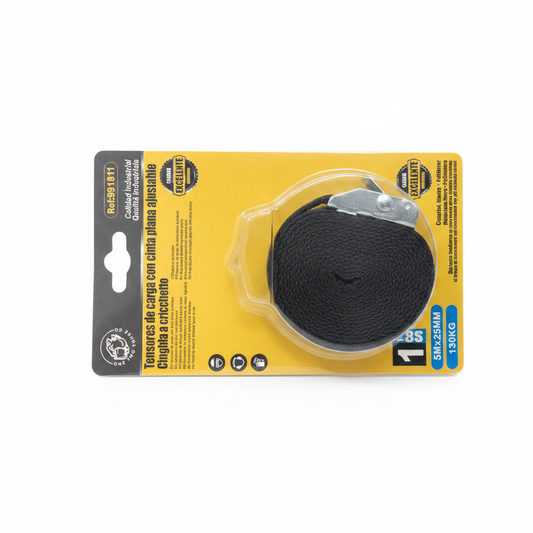 Tensor Ngarkese me Mekanizem - Ratchet Strap 5Mx25MM 130KG Shirit i Zi per Sigurimin e Ngarkeses