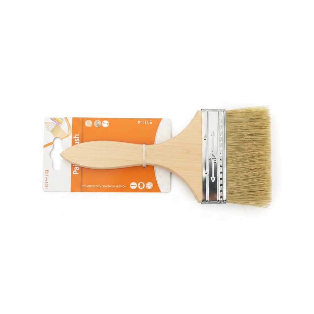Furçë Boje e Gjerë Wall Brush - Furçë Boje me Qime Natyrale me Dorezë Druri për Lyerjen e Sipërfaqeve