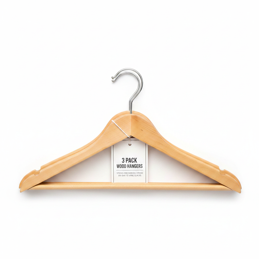 Varëse Rrobash Druri Wood Hangers - 3 copë