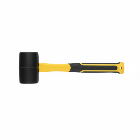 Cekic Gome - Rubber Mallet Koke Gome e Zeze me Doreze Bi-Material Verdhe Zi per Ndertim Pllaka