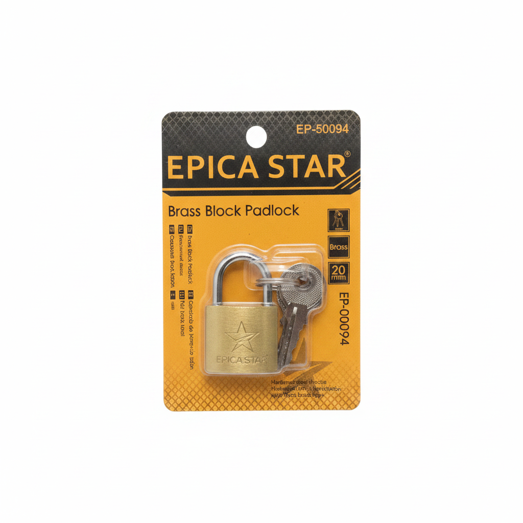 Brass Block Padlock Epica Star 20mm