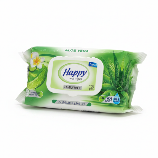 Happy Wet Wipes Aloe Vera Family Pack 102 copë