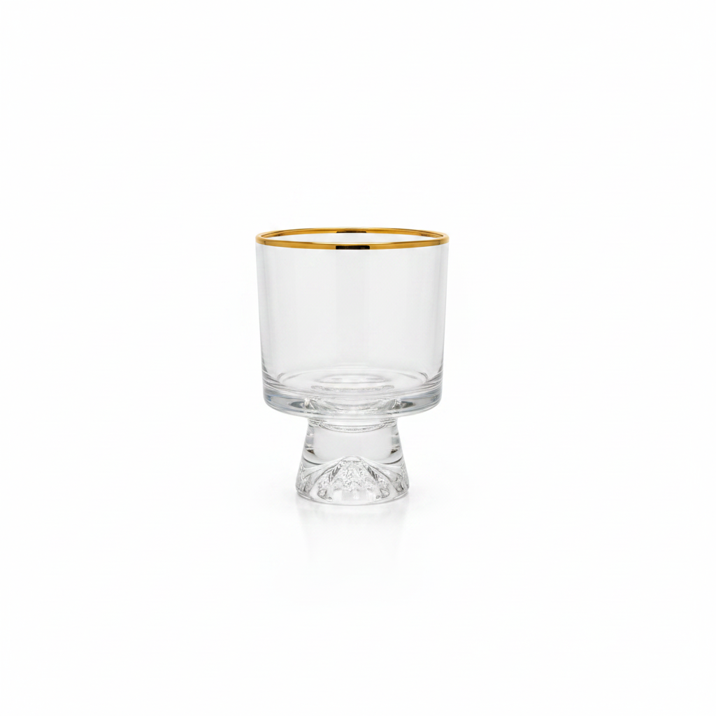 Glass with Tall Base and Gold Rim 220ml