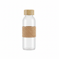 Glass bottle with wooden lid and cork stopper