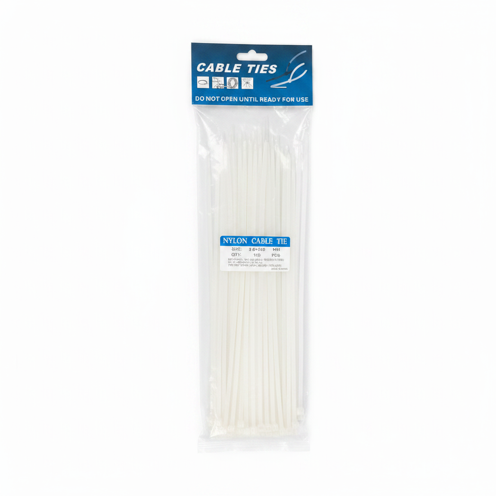 Lidhëse Kabllosh Nylon të Bardha 3.6x250mm 100 copë