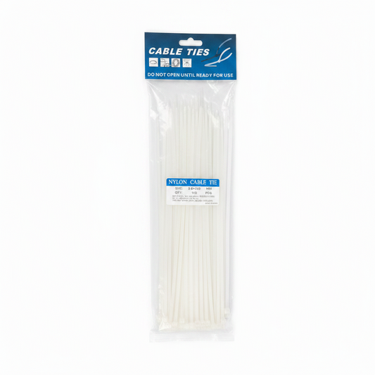 Lidhëse Kabllosh Nylon të Bardha 3.6x250mm 100 copë