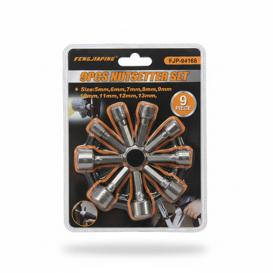 Set 9 copë Kapëse Dadosh Magnetike - Nutsetter Set 5-13mm Dizajn Rrotë CE