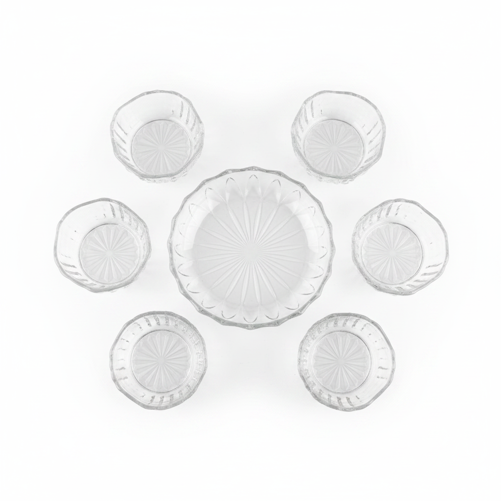 Set Tavolash Qelqi Transparente 7 Copë