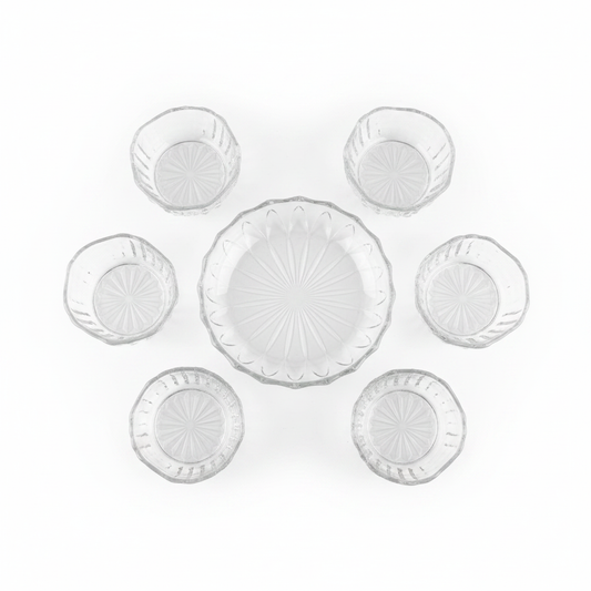 Set Tavolash Qelqi Transparente 7 Copë